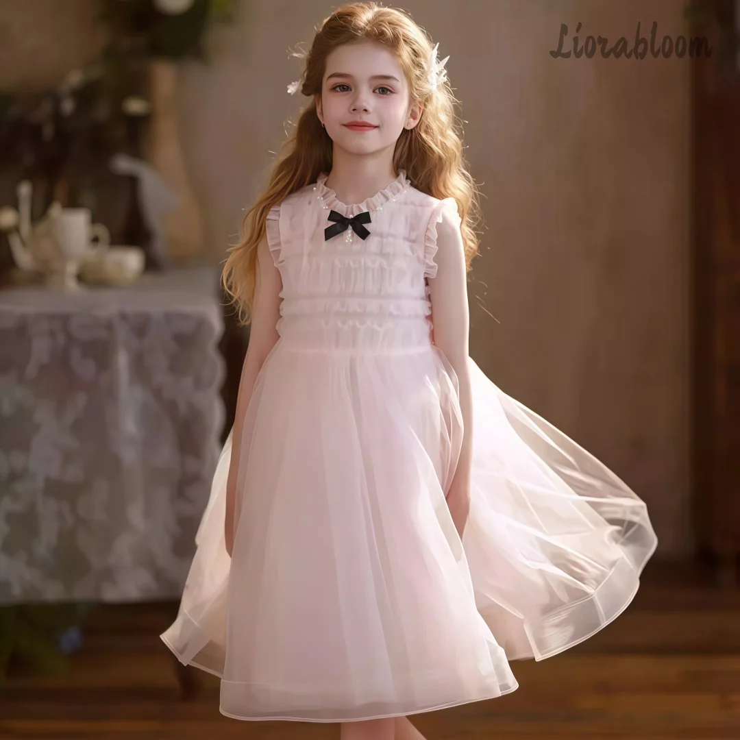 

Girls' Pink Tulle Flower Girl Dress Layered Princess-Style Flower Girl Gown Fluffy Party Dress Wedding Attire Formal Wear