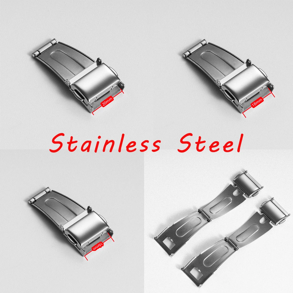 Hot Stainless Steel Double Push Button Clasp Buckle for Watch Strap Band Deployment Fold Buckle 16mm,18mm,20mm