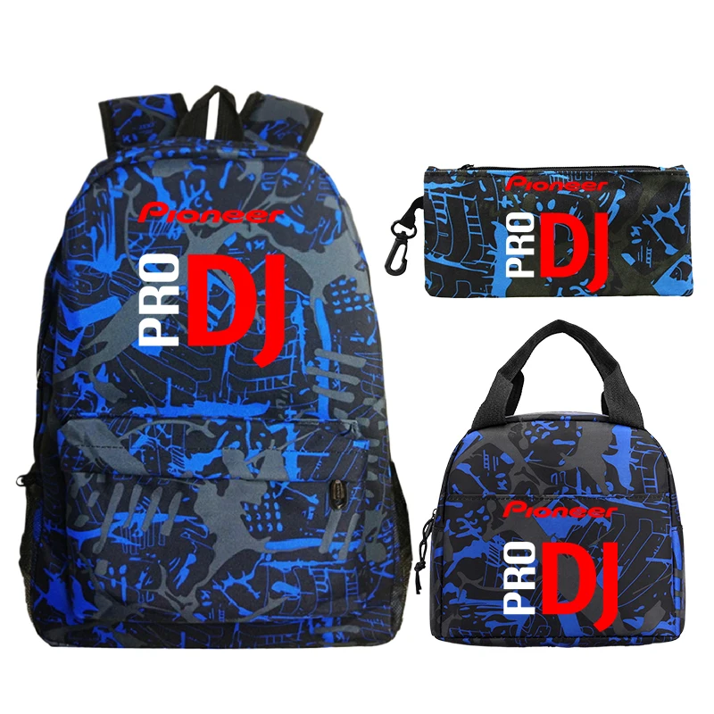Pioneer Pro DJ Printed School Bags 3pcs Set Lightweight Backpack with Lunch Box Pencil Case Boys Girls Schoolbag Travel Backpack