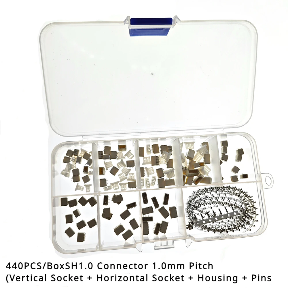 

440pcs/Box SH1.0 2p 3p 4p 5 pin 1.0mm Pitch Terminal Kit / Housing / SMD Pin Header Connector Wire Adaptor SH Kits