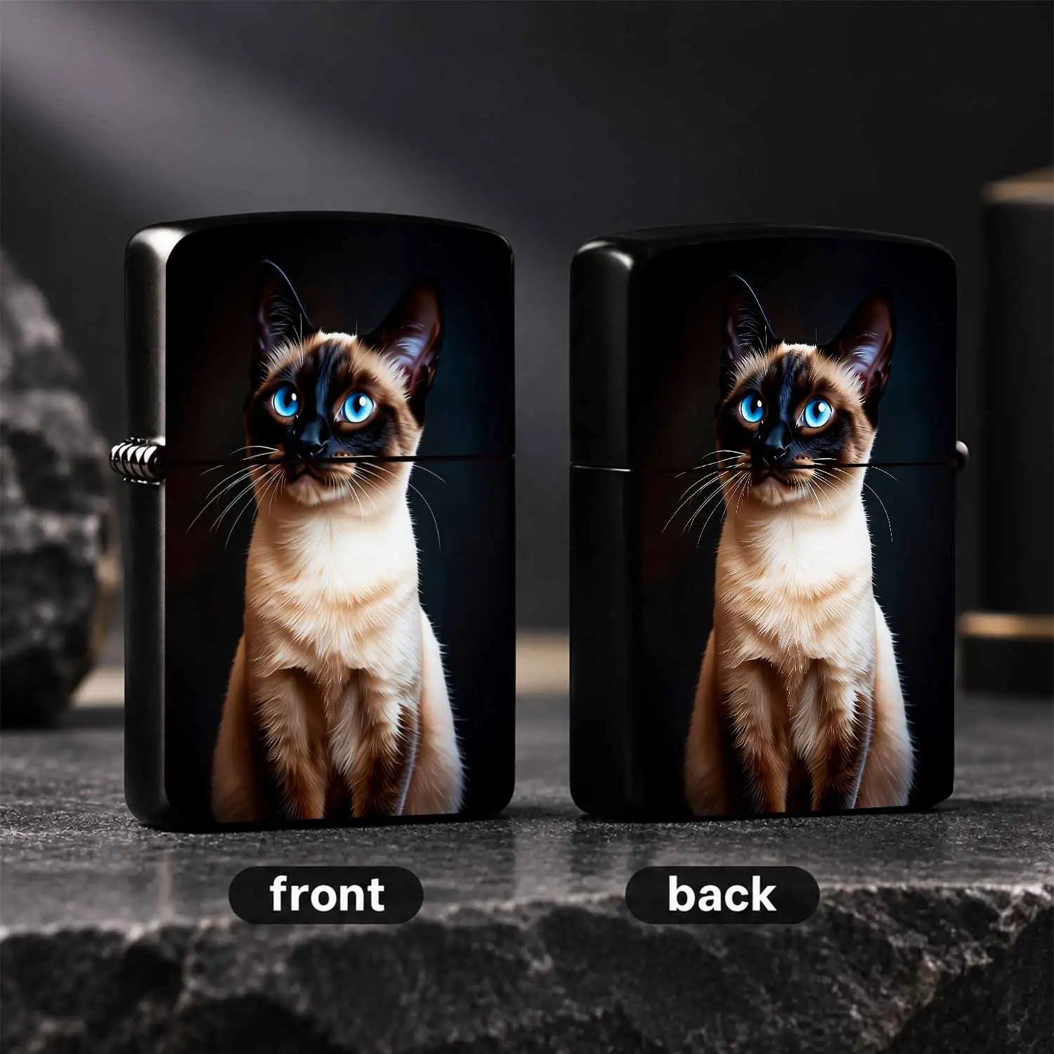 Exquisite Siamese Cat Printed Portable Lighter, Vivid Bright Blue Eyed Feline Pattern, Ideal For Daily Outings, Gatherings, Gifting, Suitable For All Scenarios, Stylish Delicate Portable Accessory For Everyday Use A Humorou And Interesting