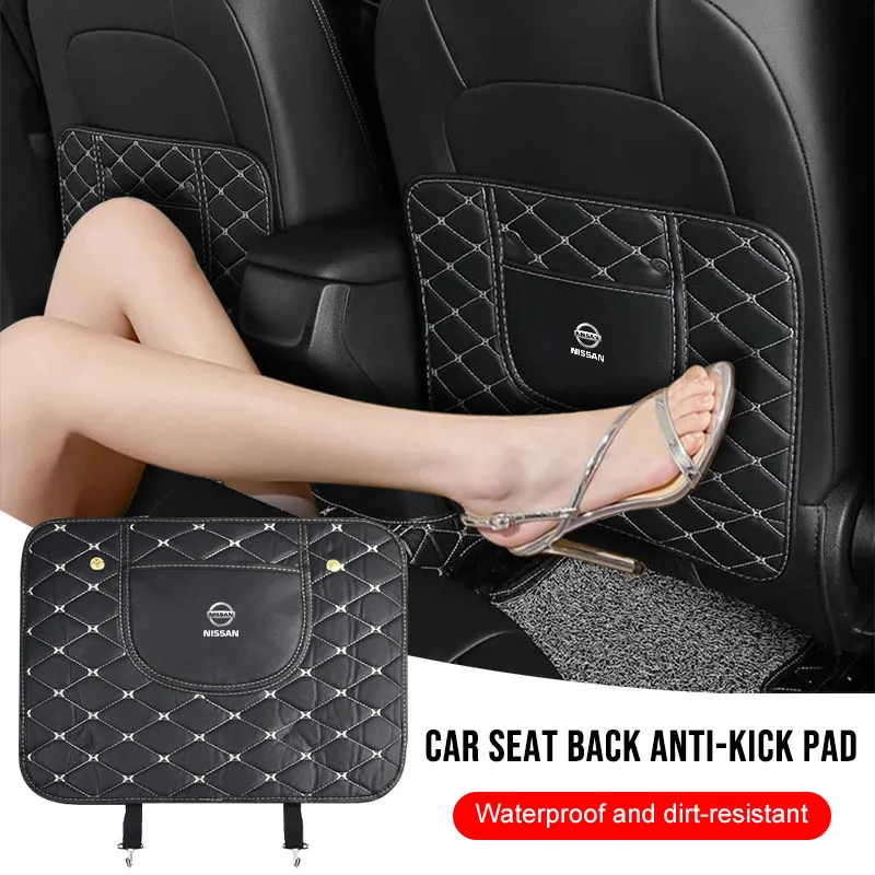 Car Anti-kick Pad Interior Pu Leather Auto Seat Back Protector Pads Anti Scratch For Nissan Nismo GTR Tiida Wheel Center Caps
