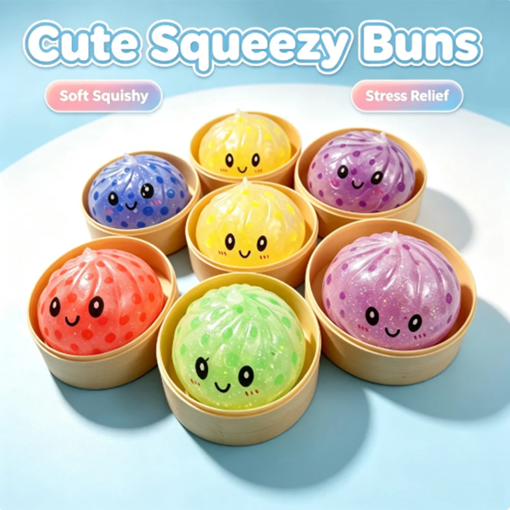 Glitter Dumpling Glitter Dumpling Squishy with Box Dumplings Sensory Squeeze Toy for Stress Relief Toys