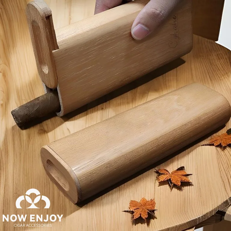 Portable Cigar Case Natural Cedar Wood Travel Tube Moisturize Slide Cover Design, Humidor Smoking Accessories