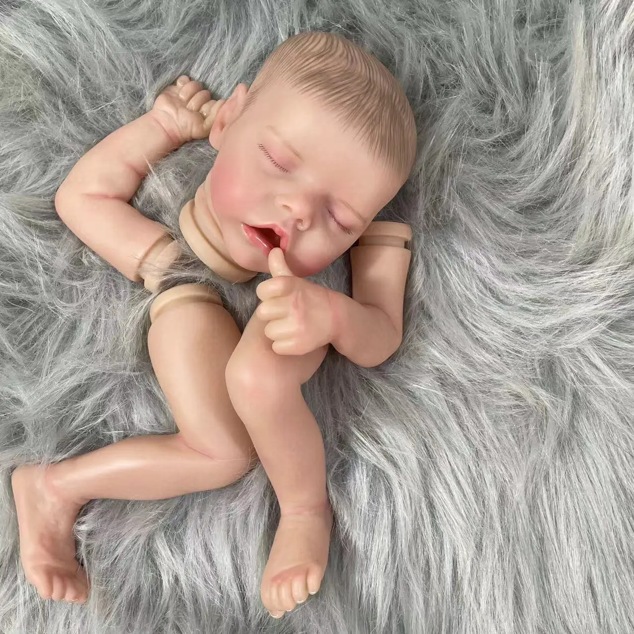 MRB 17 inch Already Painted Vinyl Reborn Doll Parts Twin A Sleeping Baby 3D Painting Skin Visible Veins Soft Cloth Body Included