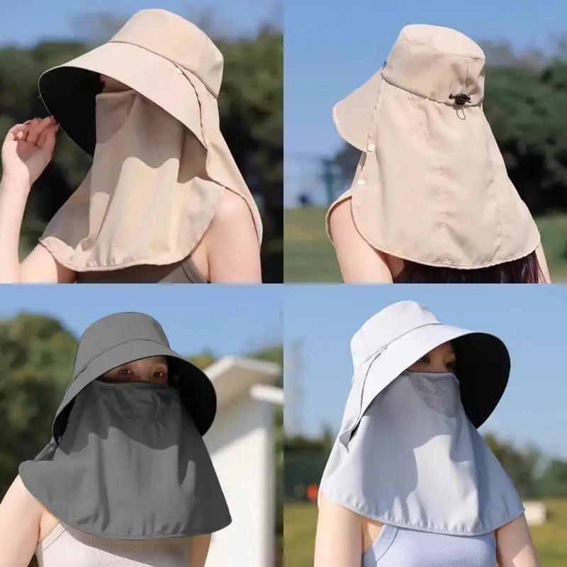 ☛Wide Brim Sunscreen Fisherman Hat Breathable Neck Protection Hat UV Protection Sun Protection Picking Tea Hat Fishing Hat