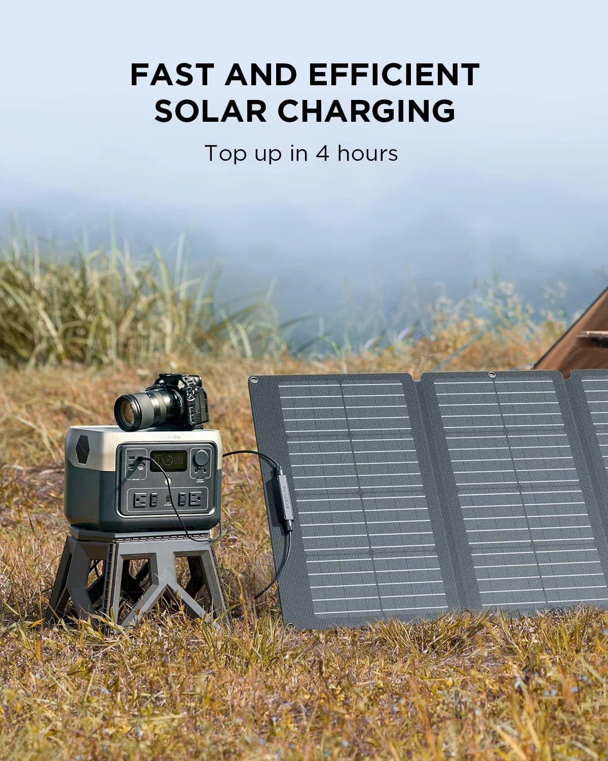 Solar Generator 512Wh Long-life LiFePO4 Portable Power Station& 160W Solar Panel for Home Backup Power,Up to 1000W Output