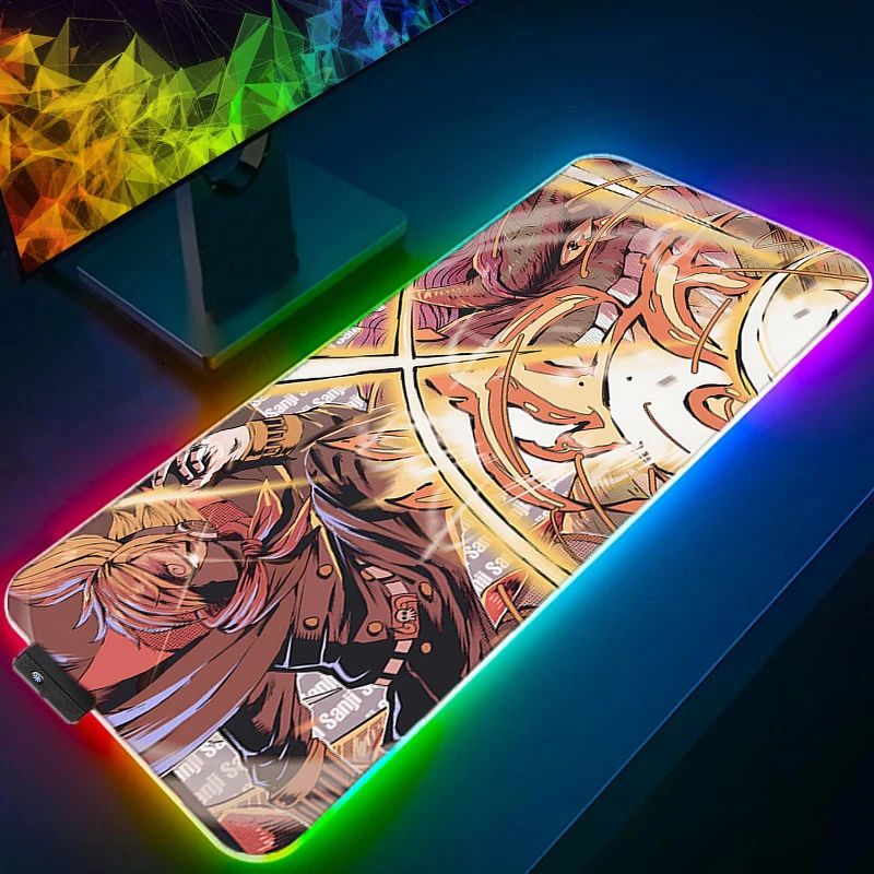 

RGB LED Mouse Pad Office Desk Mat Computer Game Rubber Mousepad Keyboard Pad PC Accessories One Piece Sanji Mouse Mat Tablet Pad