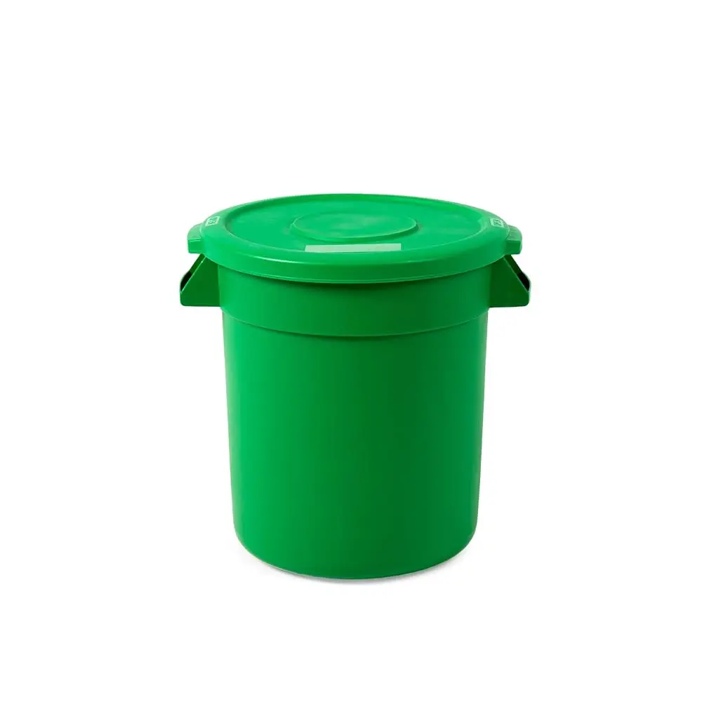41 cuartos. / 10 galones / 38 litros de cubo de basura comercial redondo verde y tapa. Papelera de cocina, cubo de basura, cesta de basura, contenedor de reciclaje