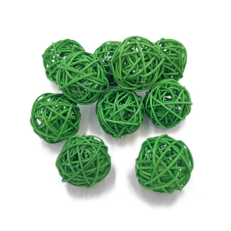 

100pcs 4cm Green Wicker Rattan Balls Natural Sphere Orbs for Vase Bowl Filler Christmas Tree Ornaments Wedding Centerpieces