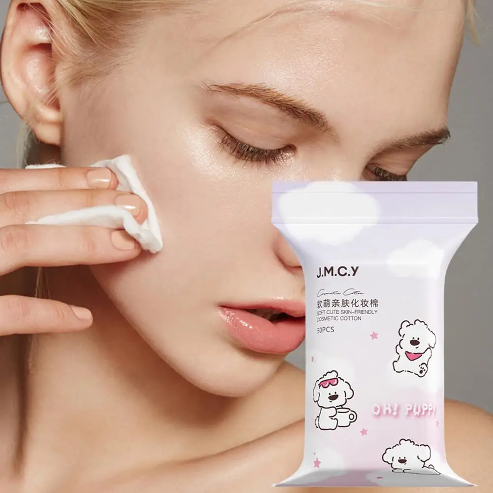 

50pcs Disposable Cotton Pads Sandwich Round Makeup Remover Cotton Pads Double Sided Dual Action Cotton Soft Non-Irritating