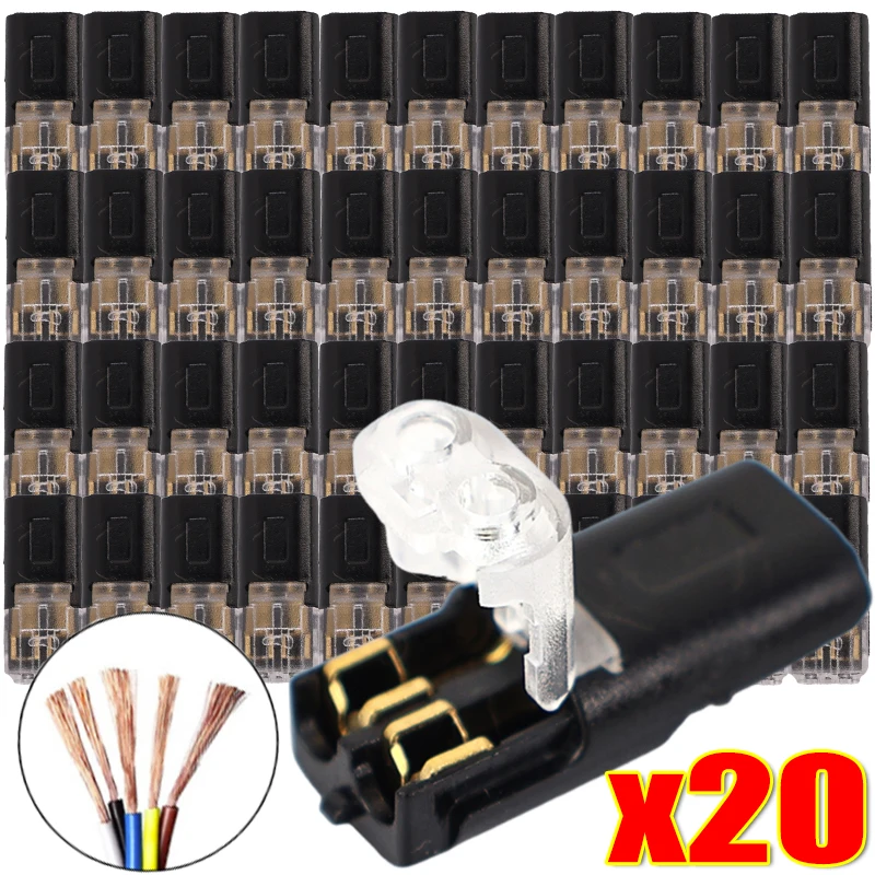Universal Fast Electrical Connection Clip 18-22AWG Quick Splice Wire Connector No-Strip Terminal Block for 10A 300V ABS Cable