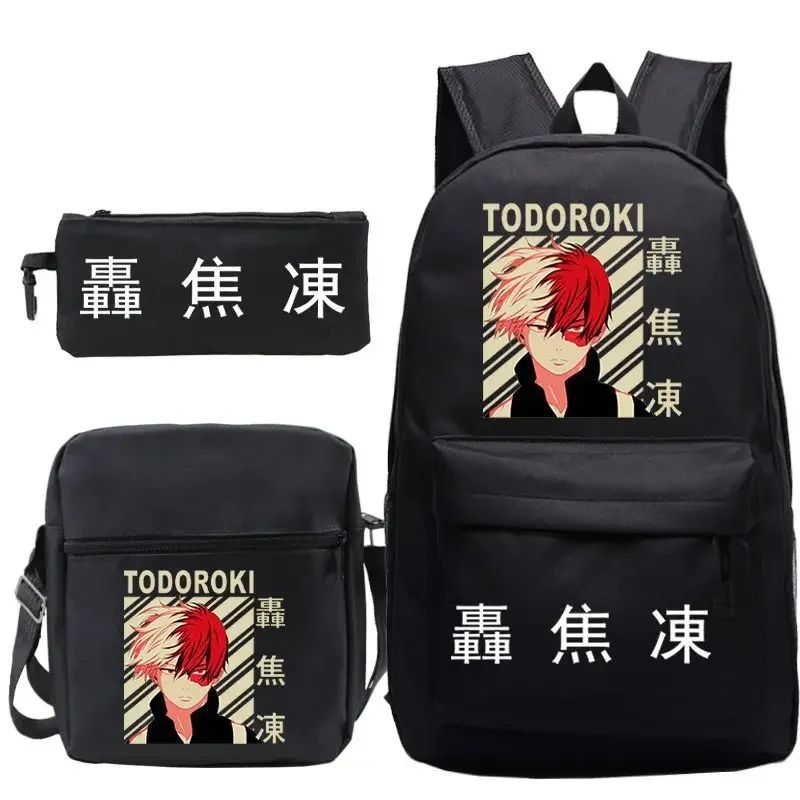 

Japan Anime My Hero Academia Backpack for Boys Girls Manga Shoto Todoroki Print School Bag 3 Pcs/sets Backpacks Travel Rucksack