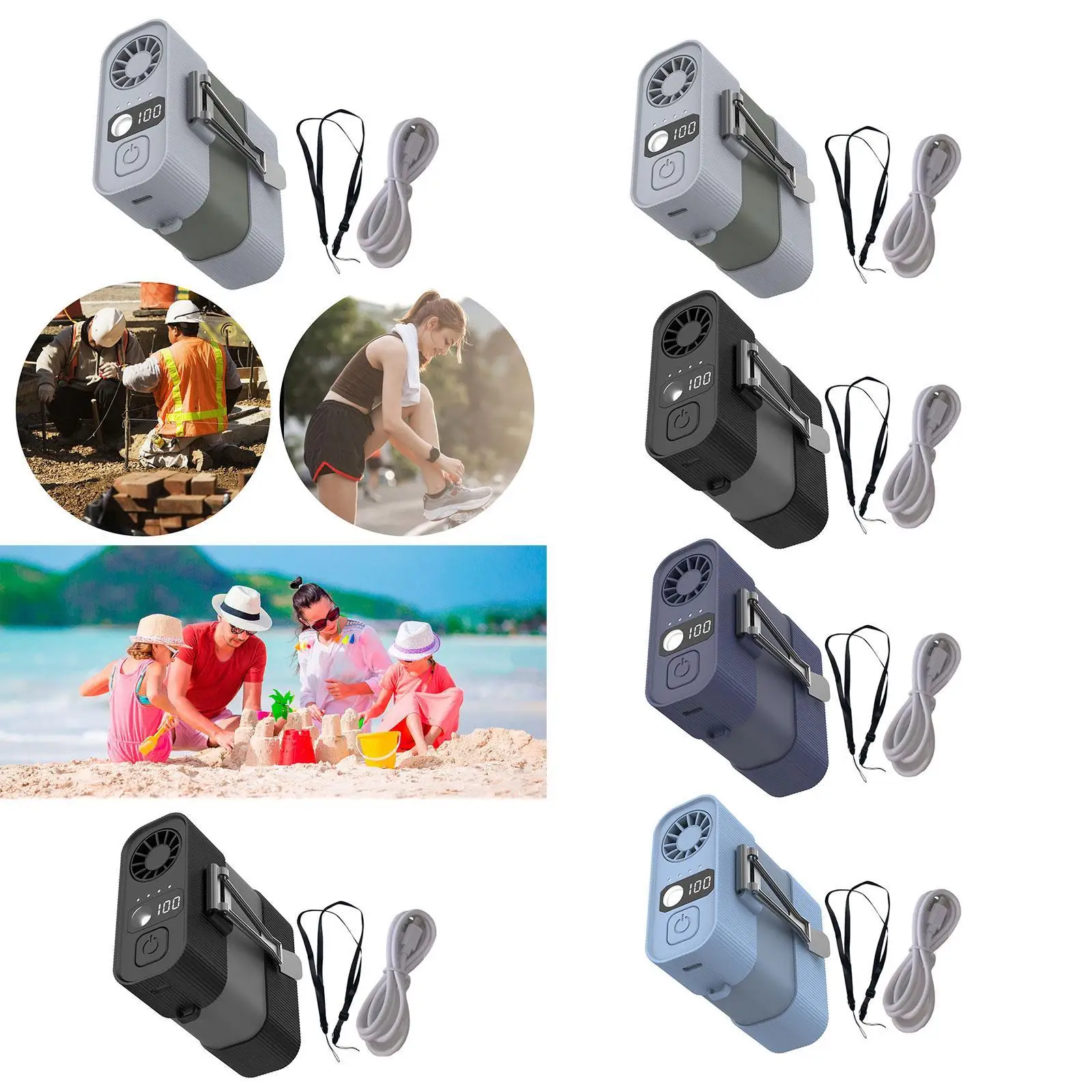 مروحة خصر محمولة، مروحة صغيرة خفيفة الوزن قابلة لإعادة الشحن، مروحة معلقة للرقبة، مروحة يمكن ارتداؤها للبستنة، التخييم الصيفي، موقع العمل في الهواء الطلق