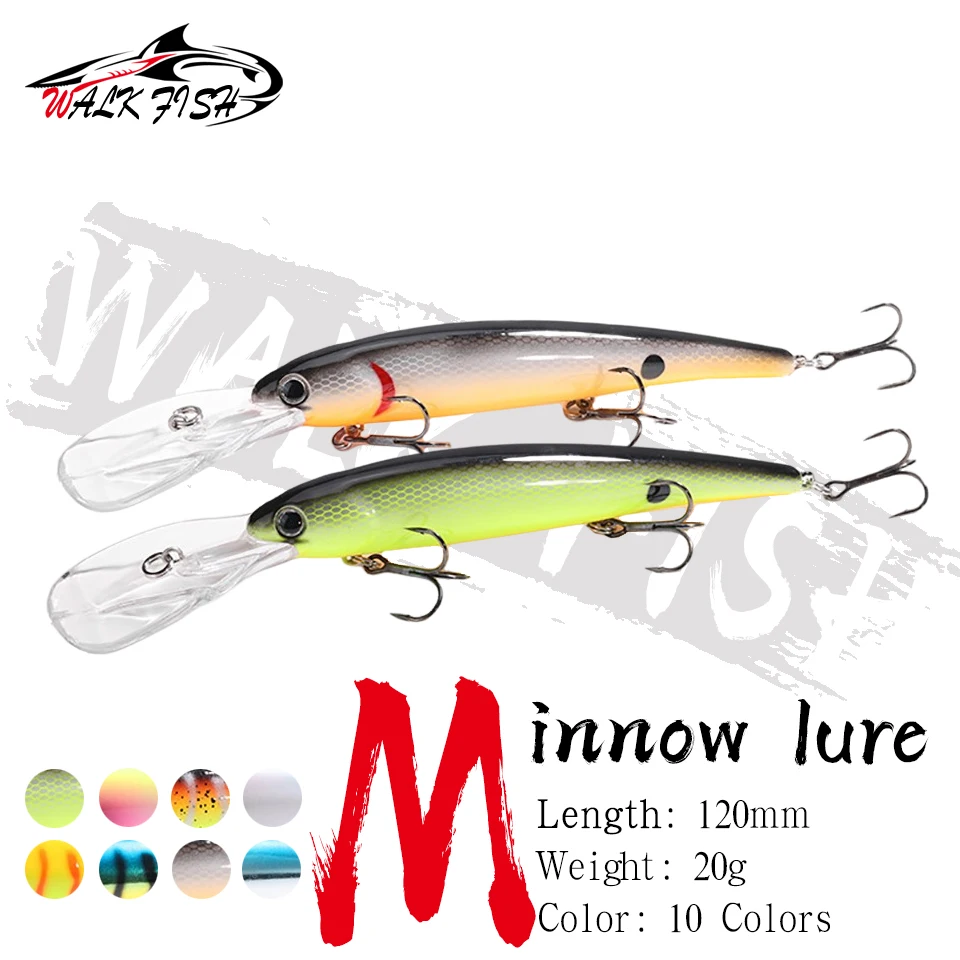 Loogdeel Deep walleye Trolling Fishing Lure Wobbler 12cm 20g Floating Crankbait Minnow Bass Pike Bait Depth 0-6m Fishing Tackle