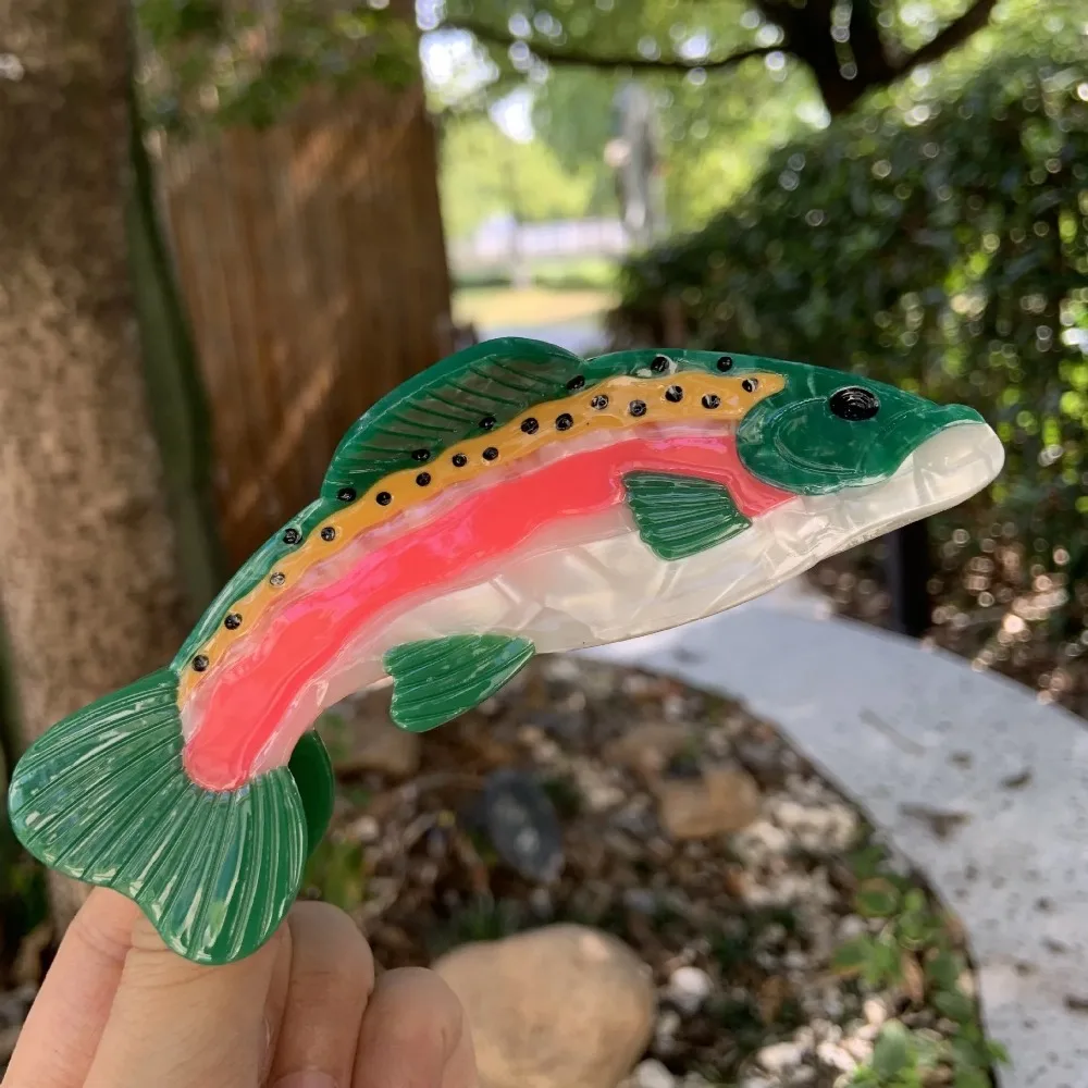 

Newest Large Fresh Trout Hair Claw Colorful Acetate Fish Hair Claw Clips Dopamine Cartoon Hair Accessories Women Girls