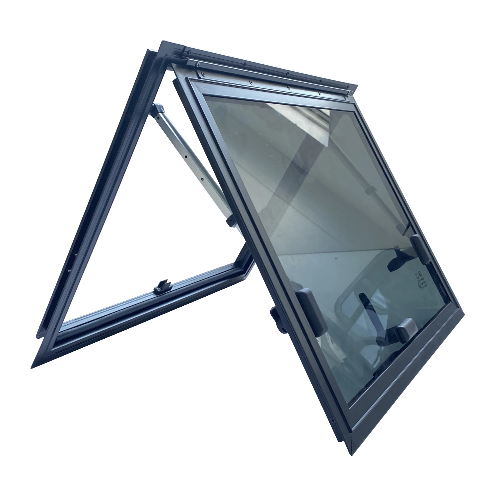 

RV Exit Window, Tempered Glass Top Hinge Push Out Ventilation Rv Window With Sun Shades And Screens