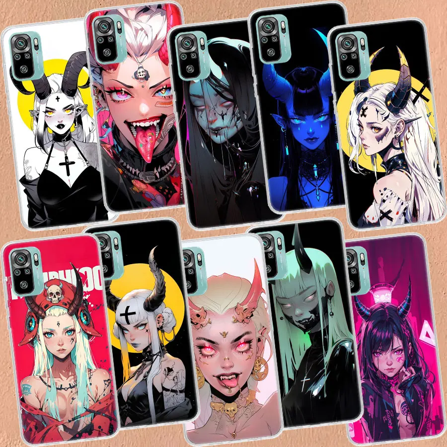 Neural Network Devil Girl Art Phone Case For Xiaomi Poco X3 F6 X4 F4 GT M3 M4 M5 M5S X5 X6 Pro 5G F5 F3 F2 F1 Mi Note 10 Lite S