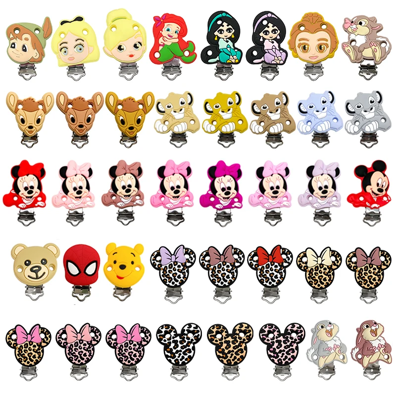 3/5/10Pc Bunny Minnie Mouse Silicone Cartoon Animal Pacifier Clip Baby Teether Pacifier Chain Accessories DIY For Jewelry Making