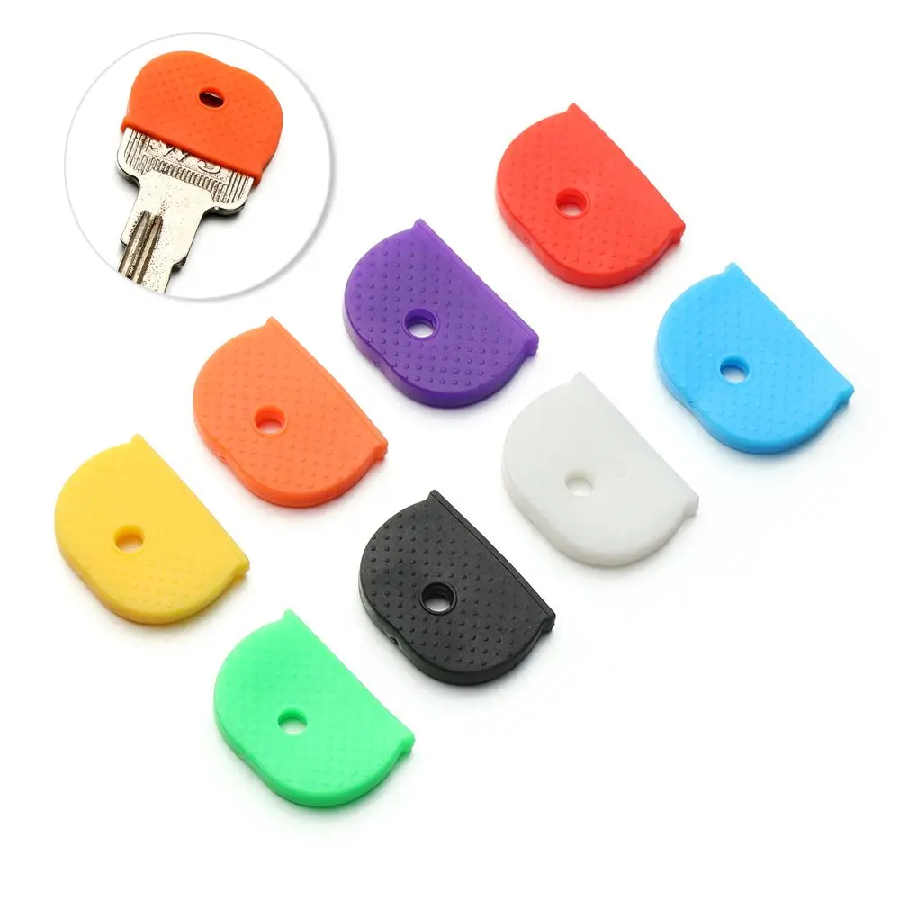 12/24/32pcs Fashion Silicone Label Organizer Tags Key Cap Covers Topper Key Holder Key Identifier Keyring Rings