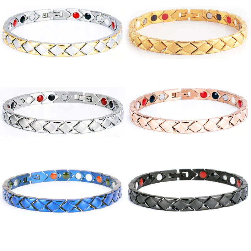 

Women Magnetic Bracelets Titanium Steel Therapy Bracelet Pain Relief for Arthritis 3500 Gauss Magnets for Carpal Tunnel Syndrome