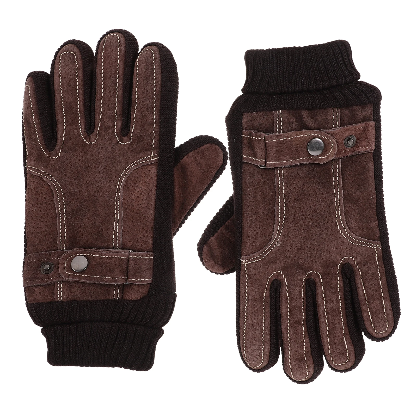 

Thermal Touchscreen Gloves Men's Winter for Cold Weather Brown Motorbike Biking Man