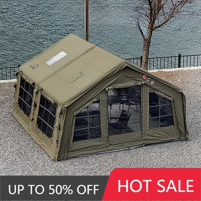 Coody Familia 17.2 Army Green Inflatable Tent 5-8 Person 4 Season Portable Outdoor Family Camping Tent