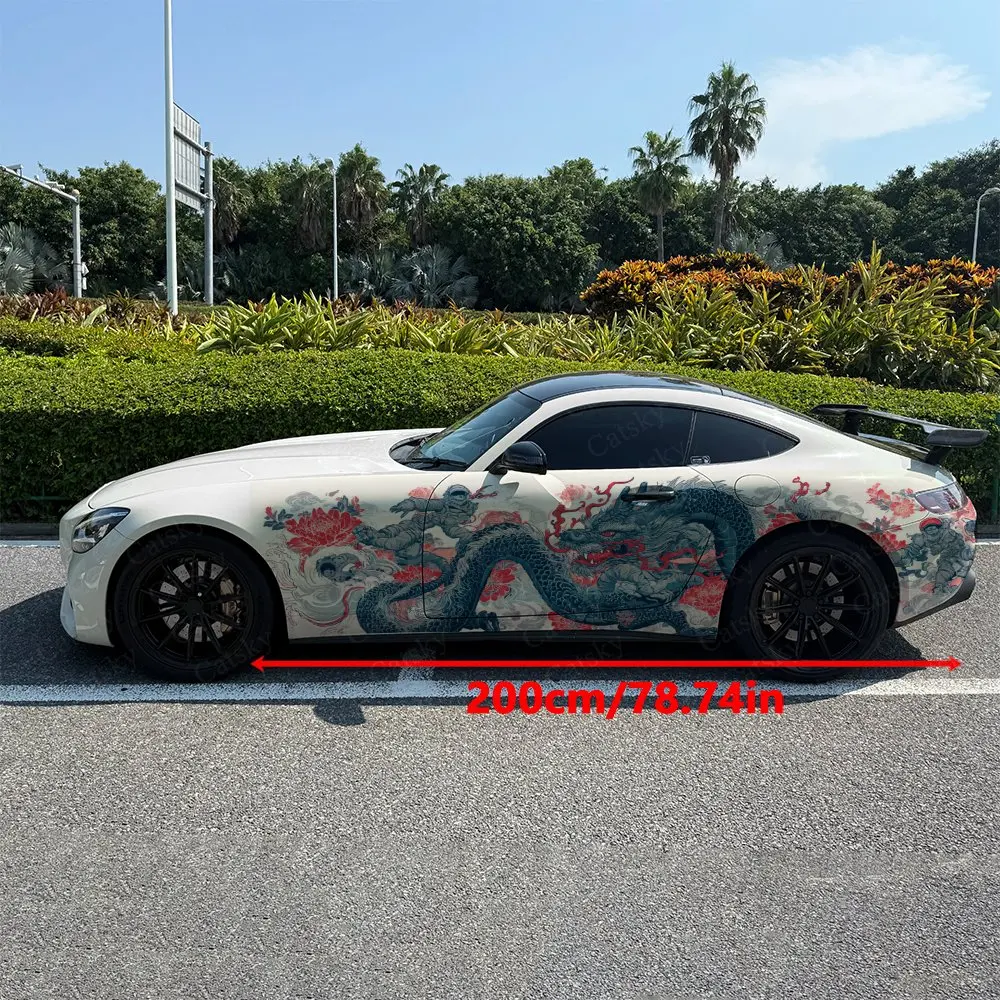 2pcs Dragon-Tiger Astronaut Shadow, Durable, Fade-resistant, Enhance Vehicle Aesthetics With Bold Artistic Design Car Vinyl Wrap