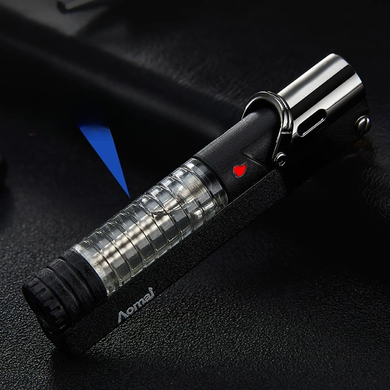 New Metal Windproof Torch Jet Lighter Refillable Adjustable Butane Gas Lighter BBQ Tools Blue Flame Ignition Tool Cigar Gadget