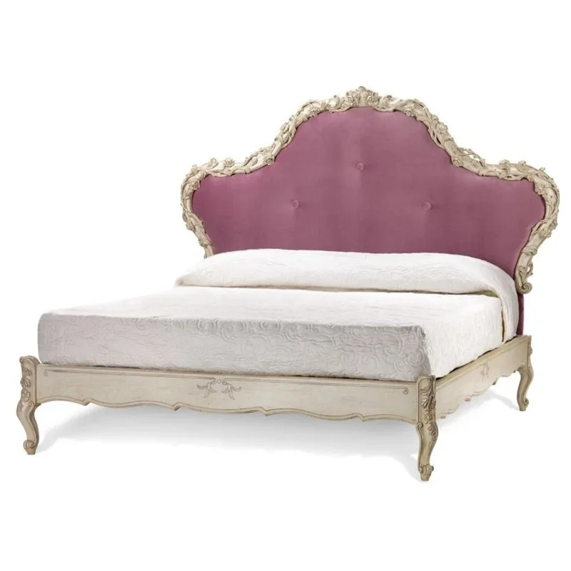 Solid wood bed double bed master bedroom neoclassical fabric soft bag bed