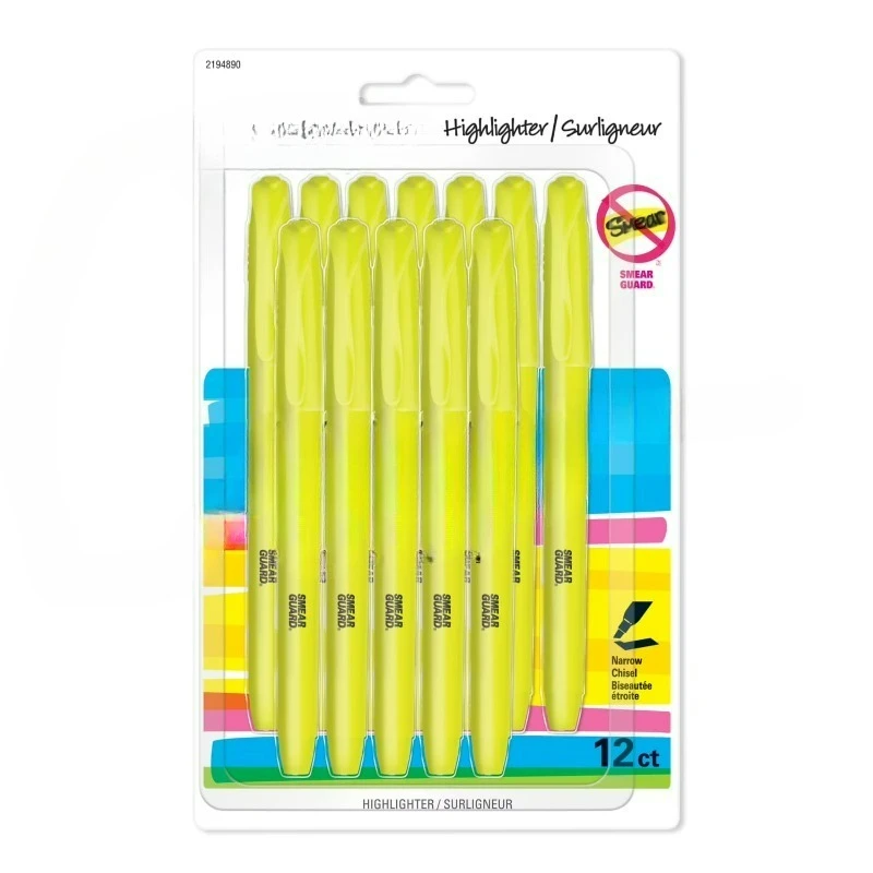 

Pocket Highlighters, Chisel Tip, Fluorescent Yellow, 12 Count