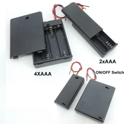 1/5pcs black 2 4 Slot AAA Battery Holder Case Box 2xAAA 4XAAA 3v 6v 1.5v Leads ON/OFF Switch Cover Standard Container W28