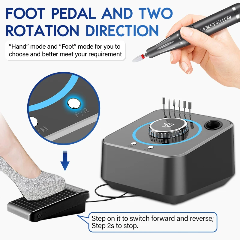 40000RPM Professional Electric Nail Drill File for Acrylic Gel Nails, for Nail Polish Remover, Manicure Polishing Tools