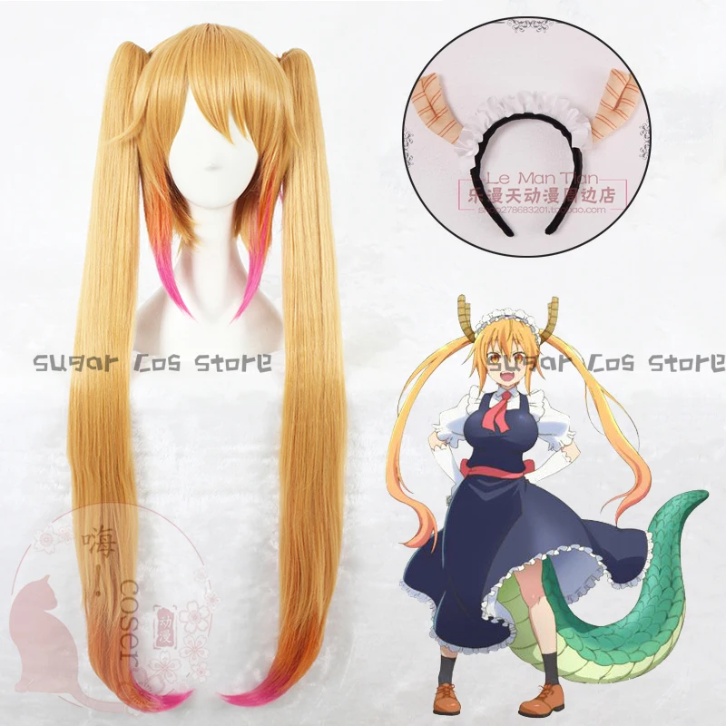

Аниме Miss Kobayashi's Dragon Maid Toru, парик для косплея, длинные термостойкие синтетические волосы, головные уборы с рогами дракона, Хэллоуин, карнавал