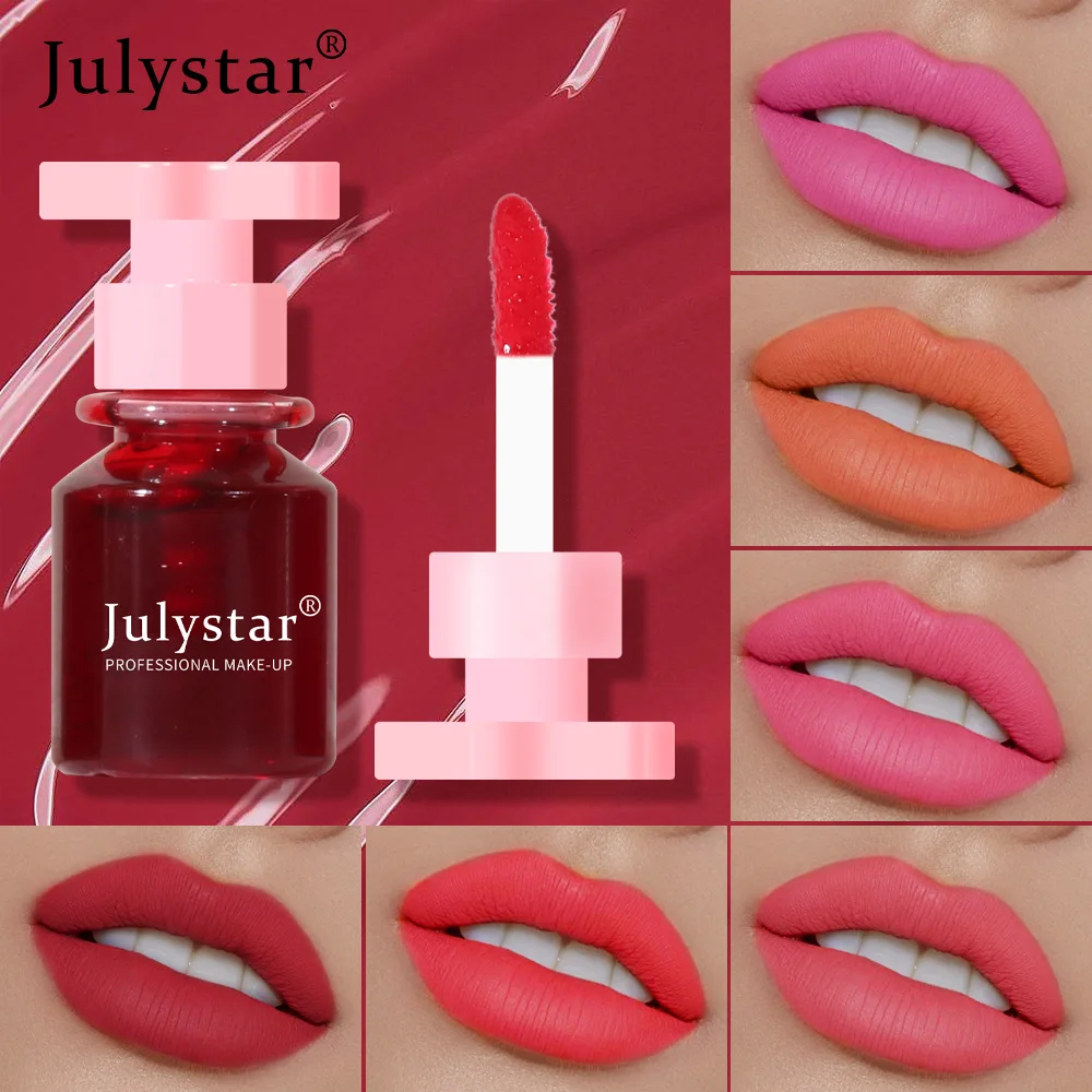 Julystar 6 Color Lip Glaze Matte Liquid Lipstick Lip Makeup Women\'s Cosmetics Moisturizing And Long-lasting Without Fading