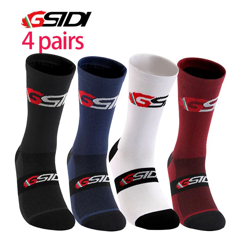 GSIDI 4 Pirs Cycling socks Men Outdoor Sports Socks Bike Professional Road Mtb Men Women Compression Racing running Bicycl