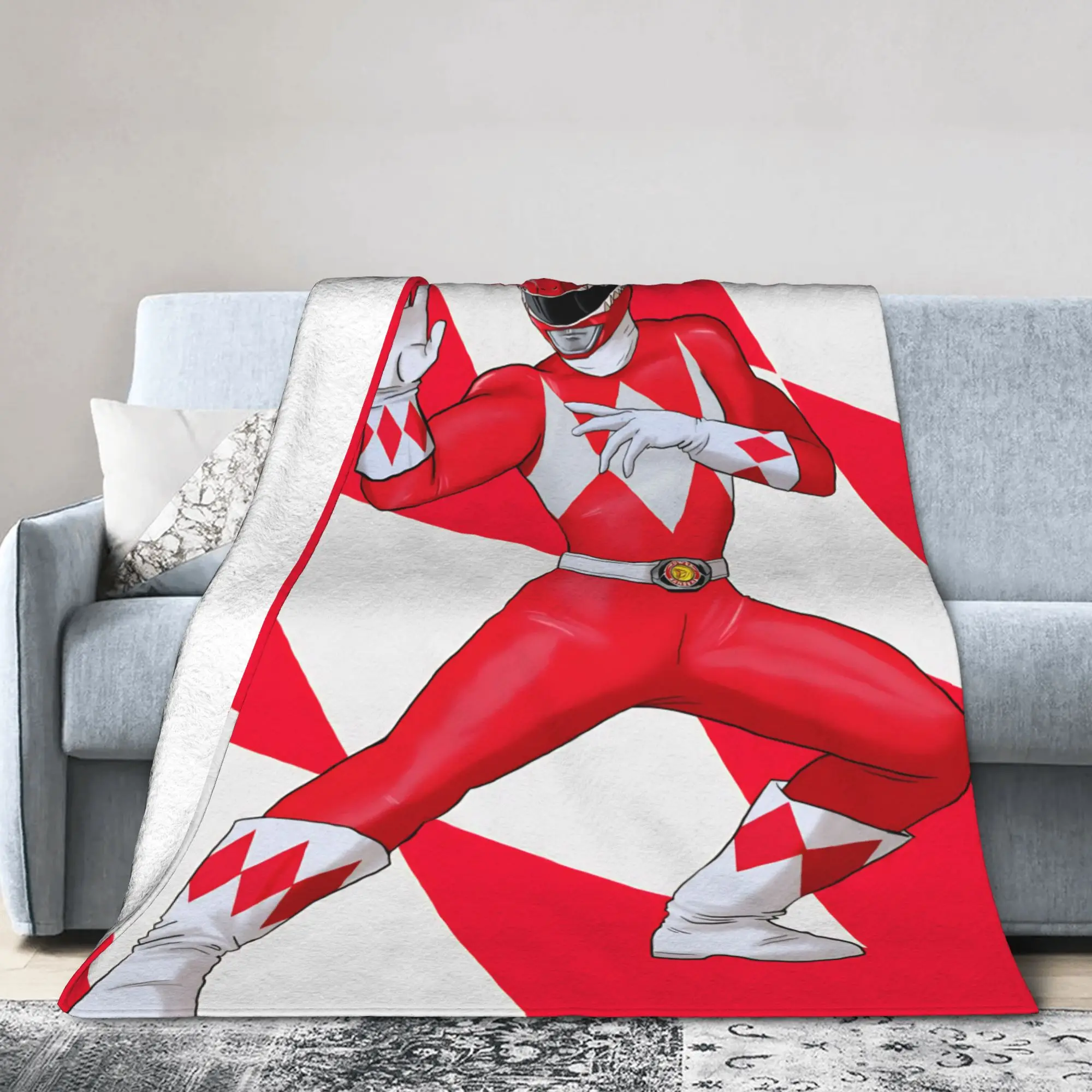 Red Ranger Knitted Blankets Power R-Ranger  Flannel Throw Blankets Home Couch Decoration Soft Warm Bedspreads