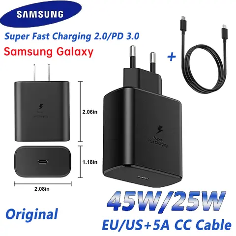 Samsung 45w Wall Charger Original Pd 3.0 Super Fast Charger Cargador Tipo C Samsung Galaxy S24 Ultra S23 Plus S22 Fe Tab S10 S9