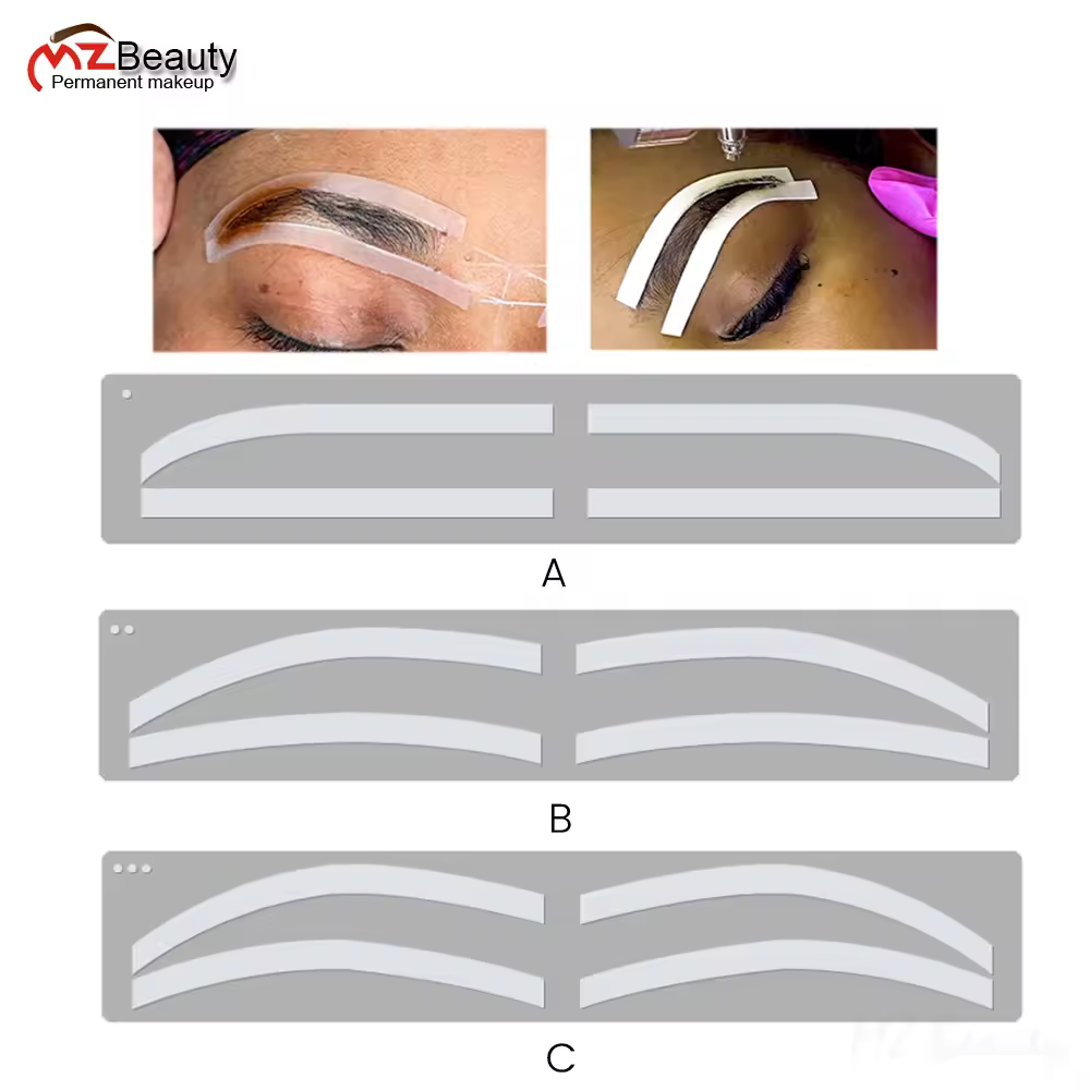 Tonu Airbrush Yardımcı Etiket Kaş Şekillendirme Microblading Kaş Çizim Kılavuzu Tasarım Araçları Dövme Malzemeleri 6 Çift PMU Sanat