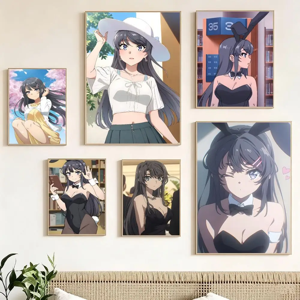 Japanese Anime B-Bunny Girl Senpai Poster Print Painting Home Decor for Bedroom Living Room Hallway