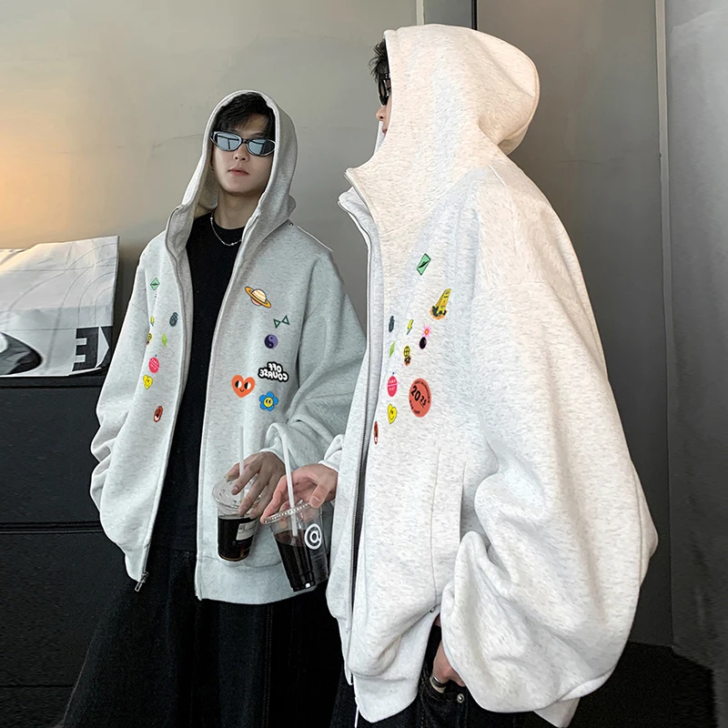 LUZHEN موضة نمط مطبوعة الربط هوديس معطف الرجال موضة الشارع الشهير 2025 الخريف جديد جودة عالية وسيم الملابس JY4016