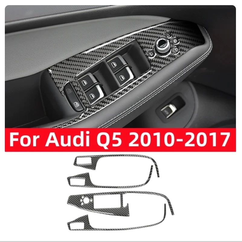 

For Audi Q5 8R SQ5 2018-2023 Handmade Carbon Fiber Car Window Lifting Button Panel Decorative Stickers Auto Interior Accesorios