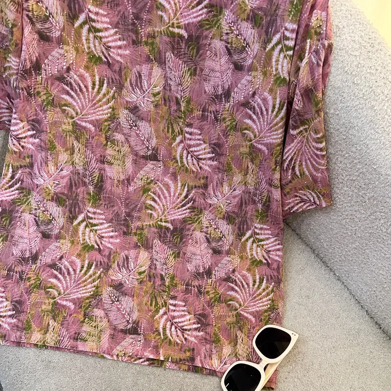 Design de moda tie-dye diamante brocas impressão de manga curta conjunto camiseta verão solto casual topo e shorts terno de duas peças feminino
