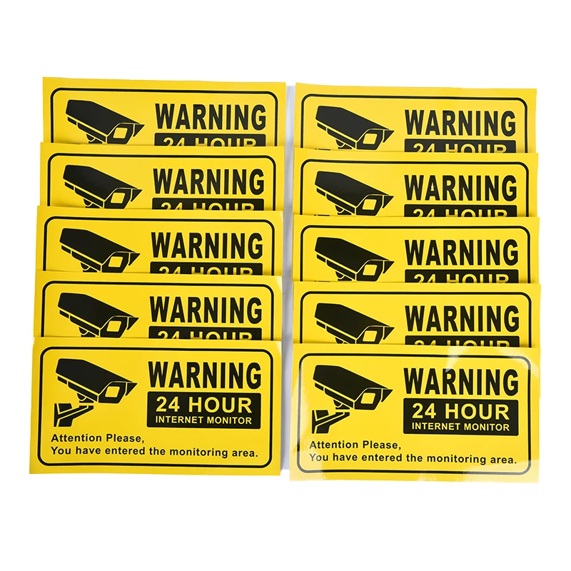 10pcs/set CCTV Security 24 Hour Video Surveillance Sign Camera Warning Car Stickers