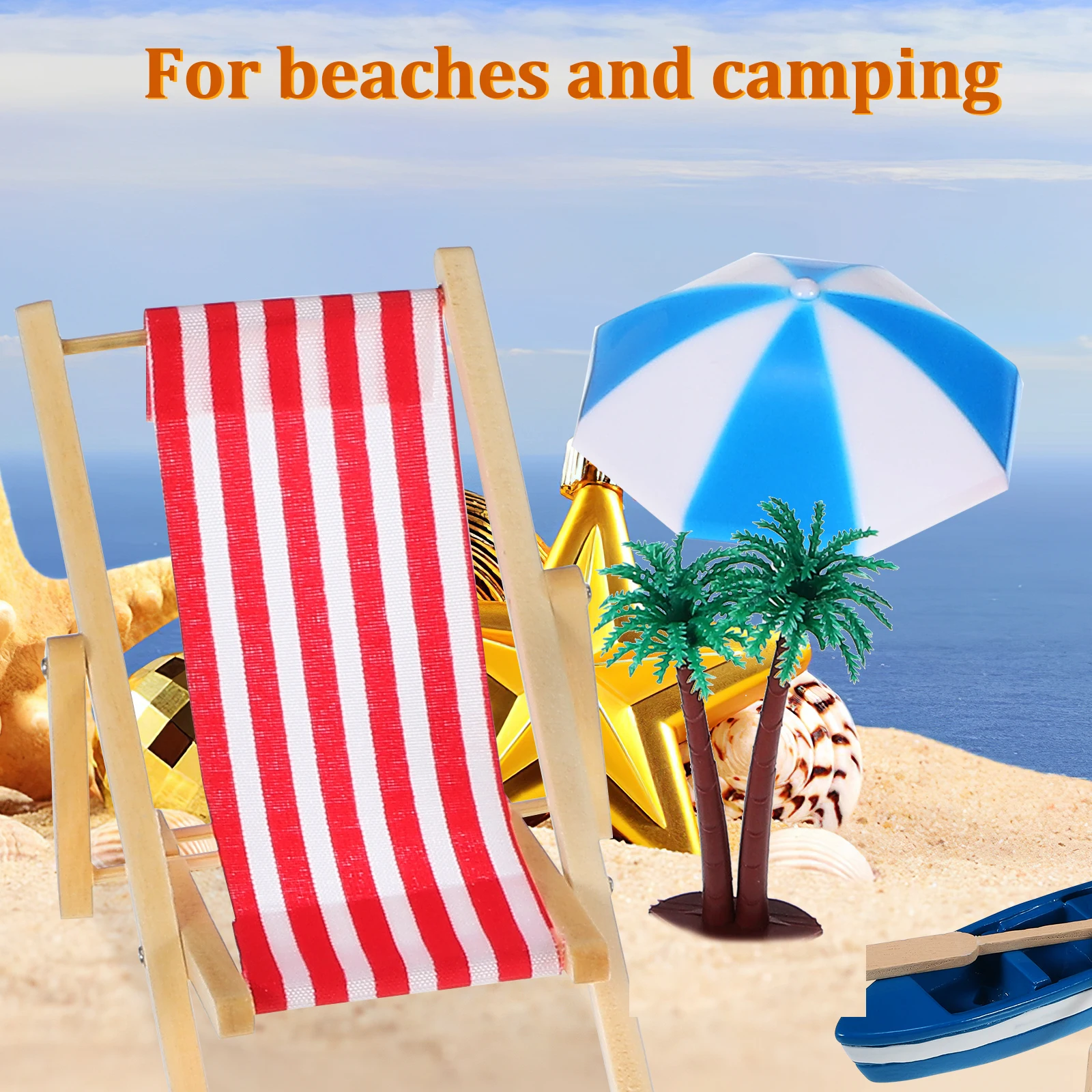 

Mini Beach Set Decorations Kids Toy Creative Educational Miniature Accessories Micro Landscape Scene Prop Beach Chair Model