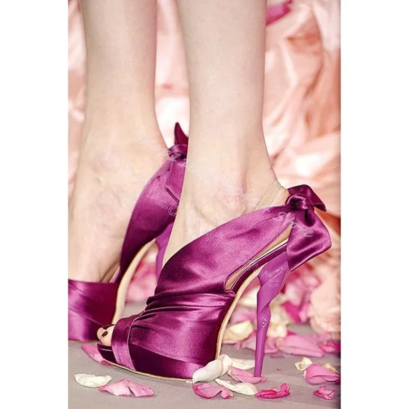 الأخضر مطوي تصميم القوس عقدة اللمحة تو الصنادل الانزلاق على أحذية النساء رقيقة عالية الكعب حفلة عيد المدرج 2025 Zapatos Para Mujere #4