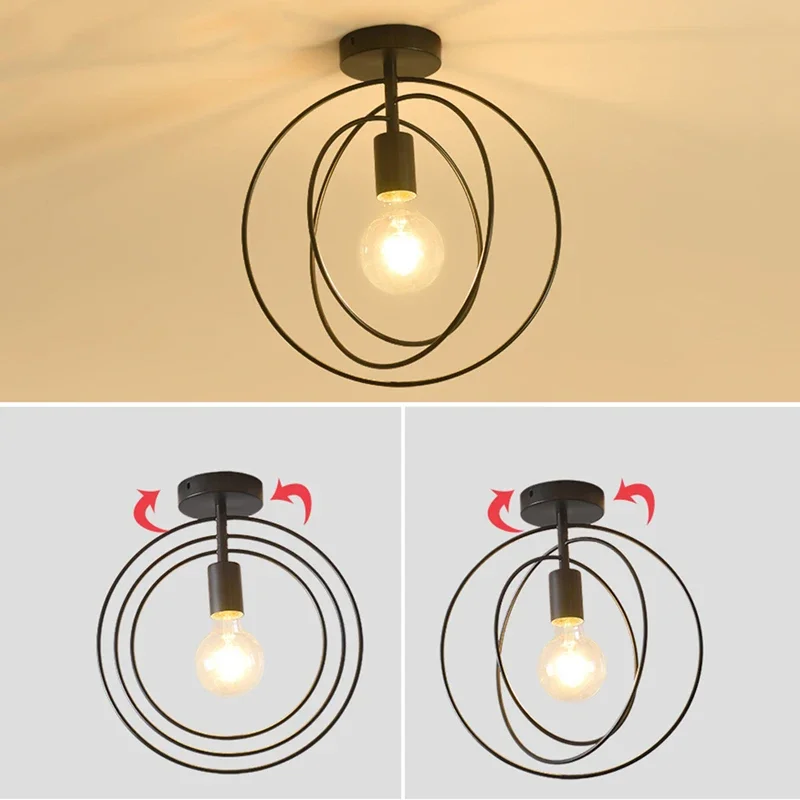 Modern Metal Gold Ceiling Light Industrial Iron  Lamp Decor for Living Room Bedroom Aisle Loft E27 Home Lighting Fixture