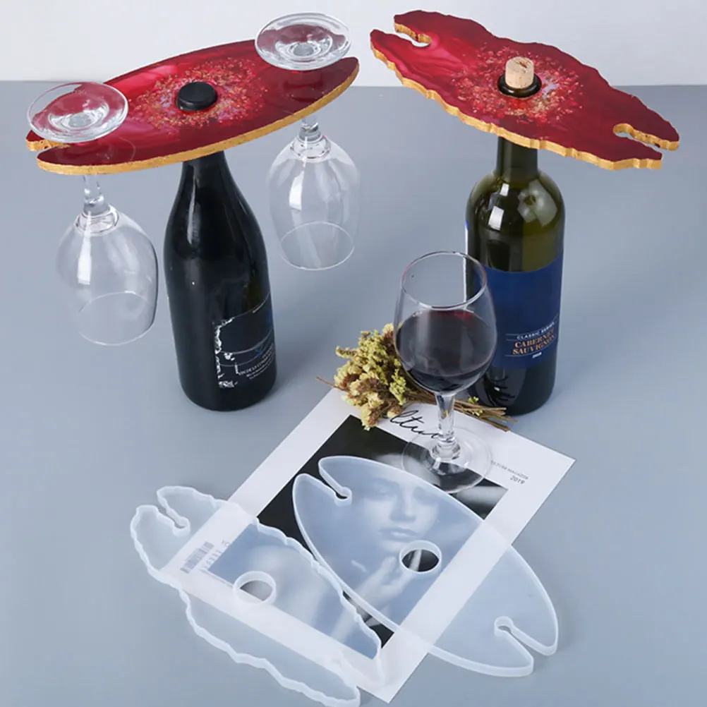 

2pcs Wine Glass Rack Silicone Mold High-Temp Resin Craft Cup Holder Diy Epoxy Molds Stackable Multi-Use Red Wine Tray Mat Holder