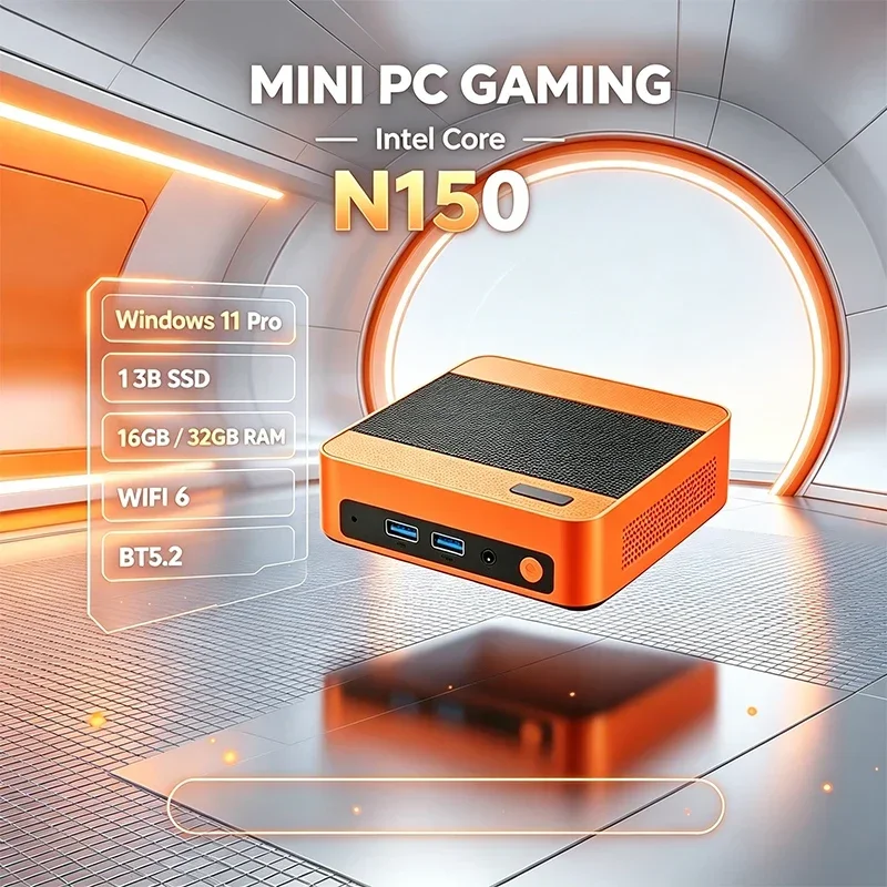 Mini Gaming PC Intel Core N150 16GB RAM 1TB SSD WiFi6 BT5.2 Display Windows 11 Pro Desktop PC For Home Office Game Study