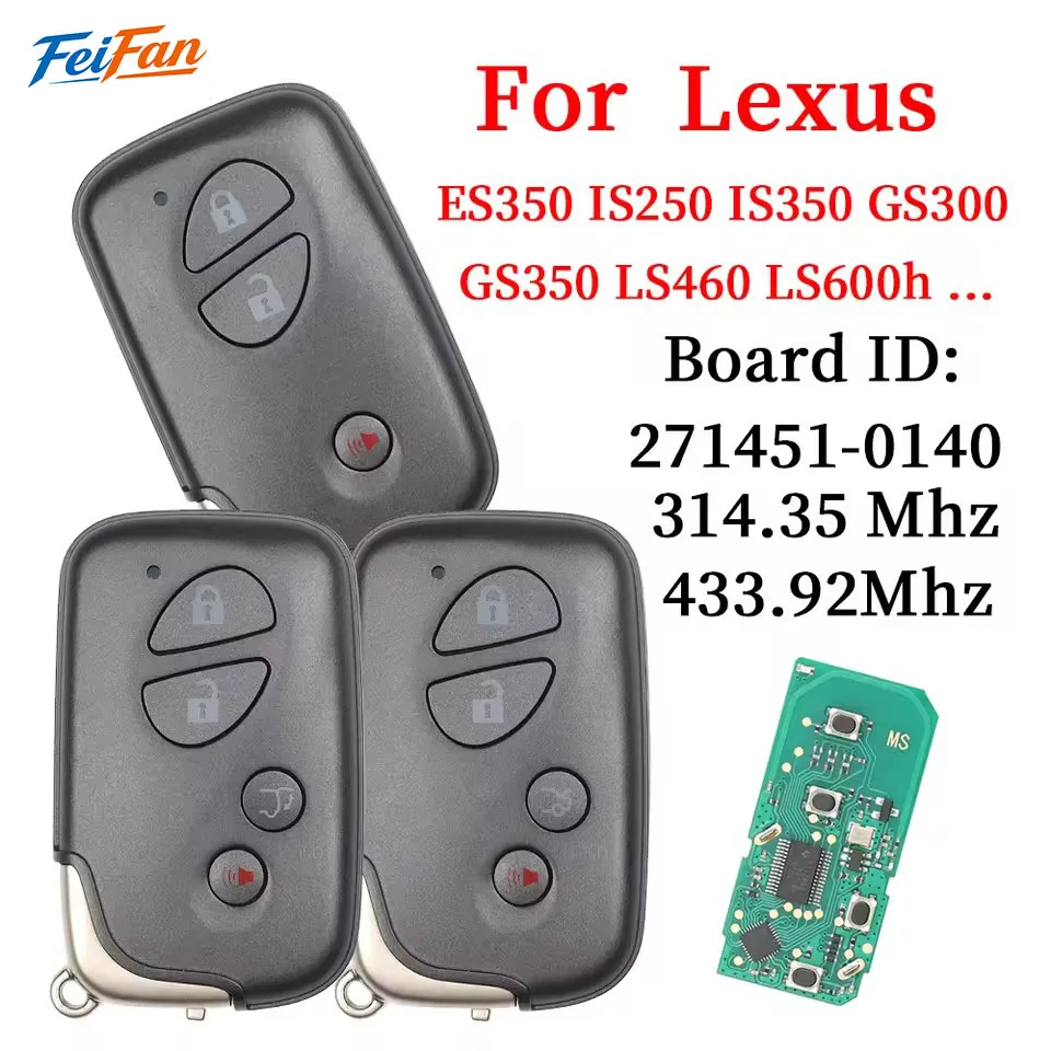 27145-0140 For Lexus ES350 IS250 IS350 GS300 GS350 LS460 LS600h LX570 Smart Remote Car Key Keyless Go Fob 4D Chip 314.3 /433MHz